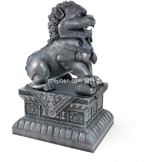 Stone Carved Chinese Lion 3d model Stone Carved Chinese Lion 3d model