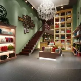 Store With Wooden Cabinet 3d model