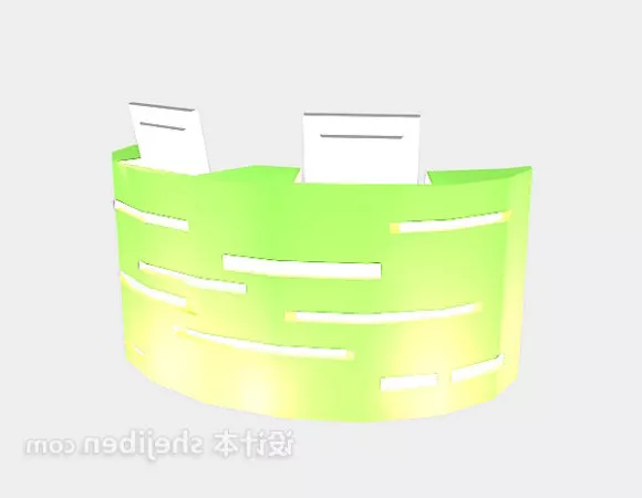 Retro Reception Desk Curved Shape 3d model