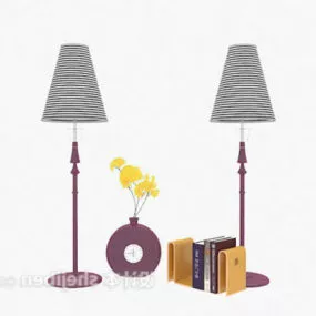 Striped Lamp Shade Floor Lamp 3d model
