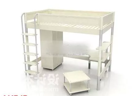 Bed Round Shape Full Set 3d model