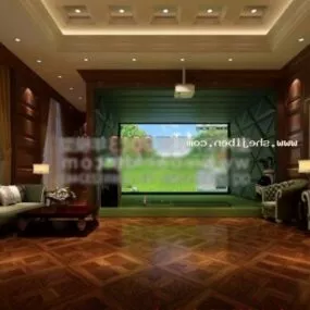 Home Studio Wood Floor Interior Scene 3d model