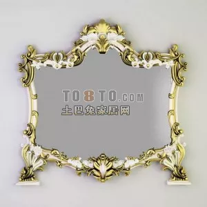 Wooden Frame Square Mirror 3d model