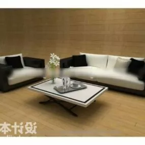 Stylish Upholstered Sofa Table Set 3d model