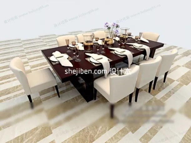 Brown Mdf Table 3d model