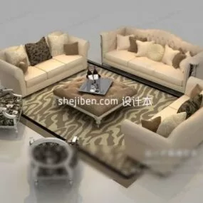 European Living Room Sofa Set Furniture 3d model