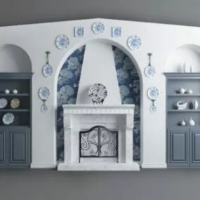 Tv Wall Cabinet European Style 3d model