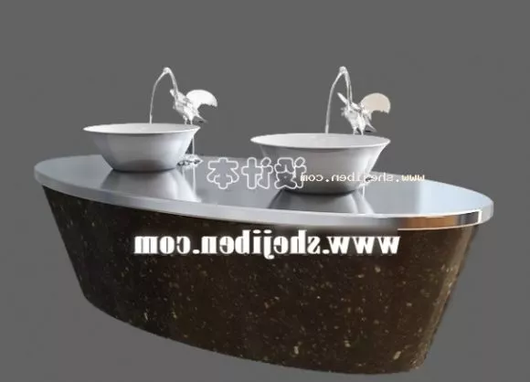 Washbasin With Red Shelf 3d model