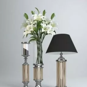 Table Lamp Floral Ornament 3d model