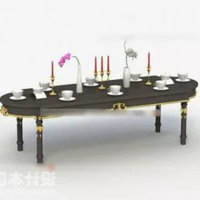 Tea Table Furniture With Tableware 3d model