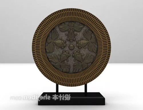 Tableware Artwork Piece Of Wood On Metal Stand 3d model