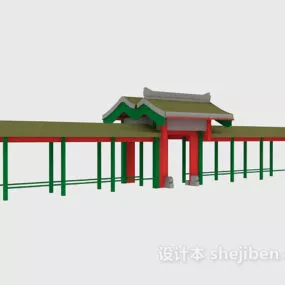 Chinese Ancient Building With Corridor 3d model