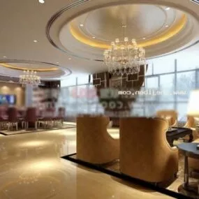 Hotel Lounge Hall Interior Scene 3d model