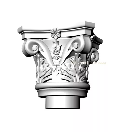 European Round Column Square Base 3d model