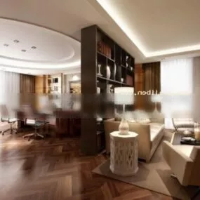 Manager Room Interior Scene Wood Floor 3d model
