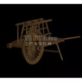 Ancient Cart With Wheels 3d model