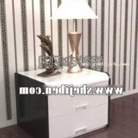 Bedside Table Smooth Edge With Table Lamp 3d model