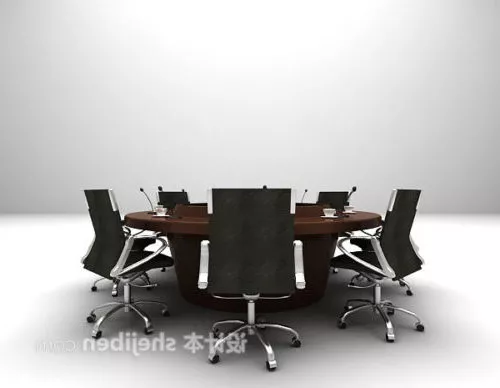 Circular Conference Table With Wheel Chairs 3d model Circular Conference Table With Wheel Chairs 3d model