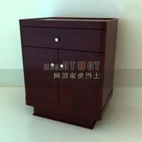 Classical Bedside Table Dark Wood 3d model