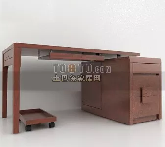Wood Bedside Table With Wheels 3d model