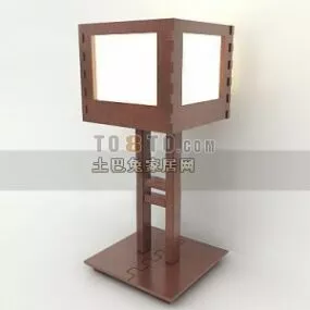 Chinese Table Lamp Wood Frame 3d model