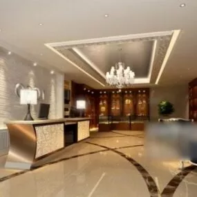 Small Hotel Front Desk Interior Scene 3d model