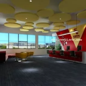 Front Desk Office With Chair 3d model