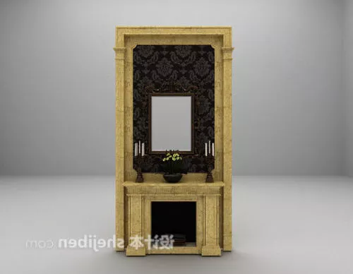 Modern Fireplace With Marble Stand 3d model