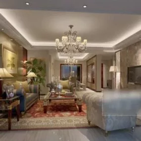 The Living Room Interior Scene 3d model