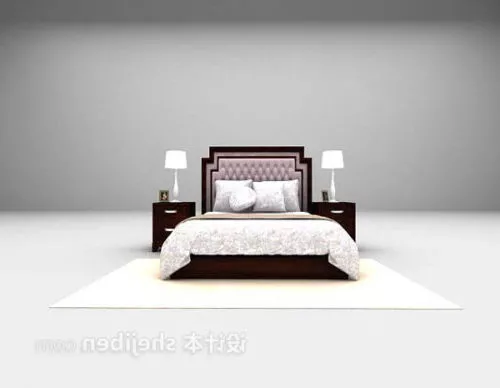 Neoclassical White Bed Set 3d model Neoclassical White Bed Set 3d model