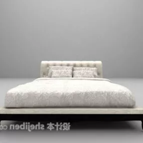 Neoclassical White Double Bed 3d model