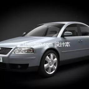 Sedan Car Silver Painted 3d model