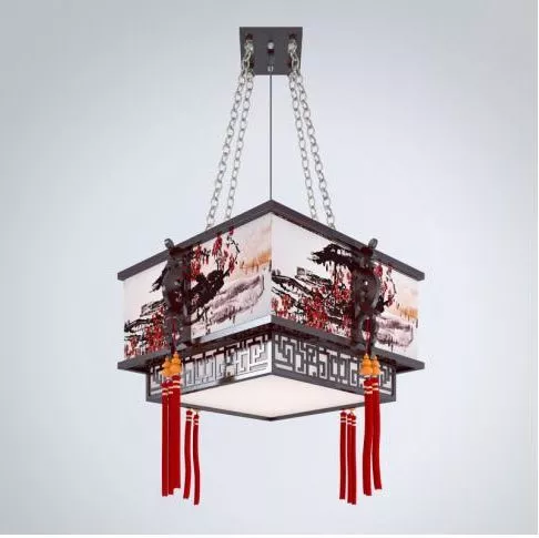 Chinese Vintage Square Chandelier 3d model Chinese Vintage Square Chandelier 3d model