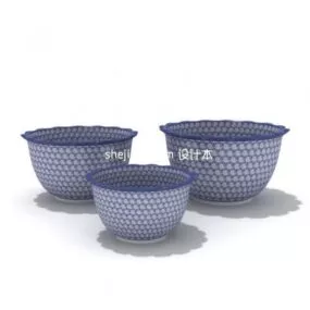 Vintage Bowl Ceramic Set V1 3d model