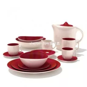 Teapot Dish Inner Red Color 3d model