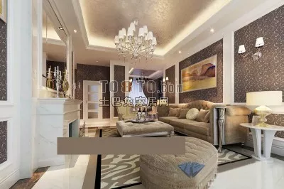 Elegant Living Room European Style 3d model Elegant Living Room European Style 3d model