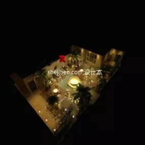 Indoor Terrace Interior Scene 3d model