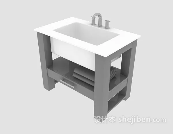 Washbasin With Shelf Backwall Decoration 3d model