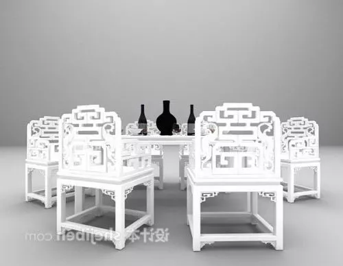 Rectangle Glass Top Dining Table 3d model
