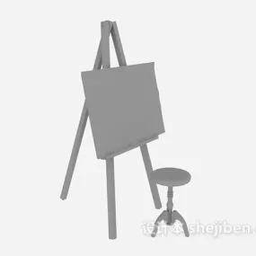 Tripod Wooden With Chair 3d model