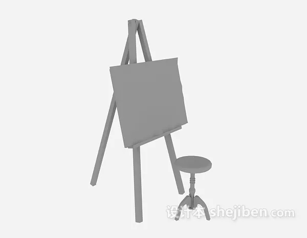 Tripod Wooden With Chair 3d model Tripod Wooden With Chair 3d model