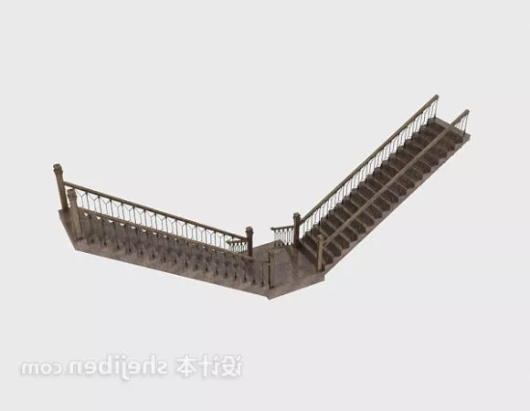 U Shaped Stairs 3d model U Shaped Stairs 3d model