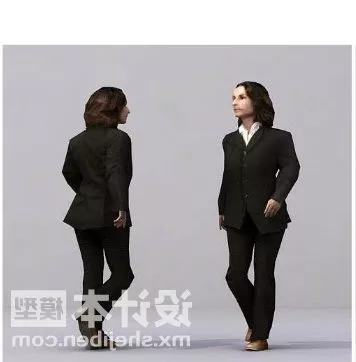 Middle Aged Female Character In Suit 3d model
