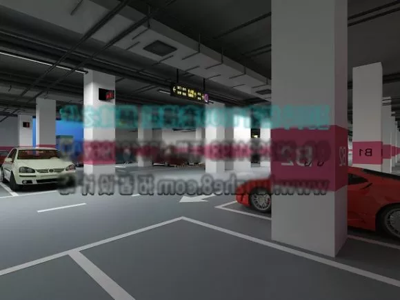 Basement Parking 3d model Basement Parking 3d model