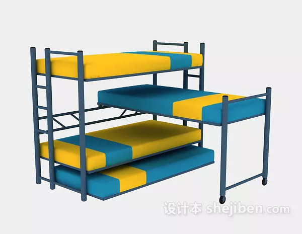 Single Bed With Drawer Furniture 3d model