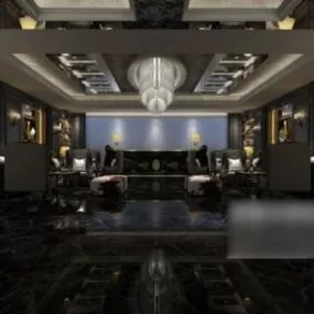 Villa Dark Living Room Interior Scene 3d model