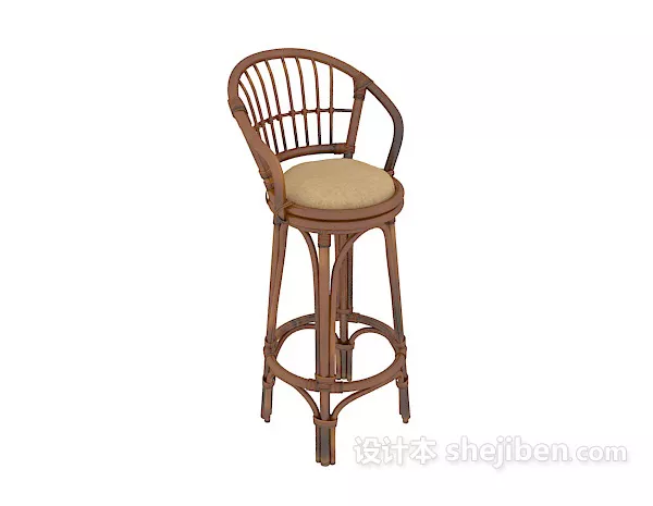 Rattan Bar Chair 3d model Rattan Bar Chair 3d model