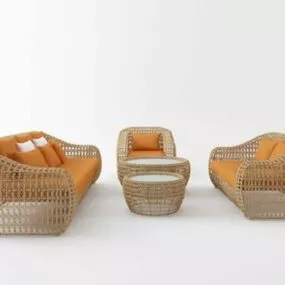 Vine Rattan Sofa 3d model