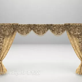 Vintage European Brown Curtain 3d model