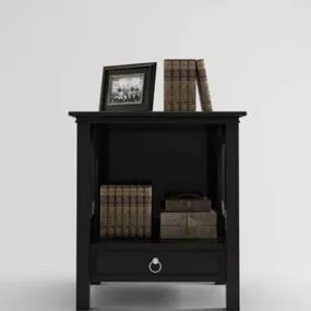 Vintage Solid Wood Bedside Table 3d model